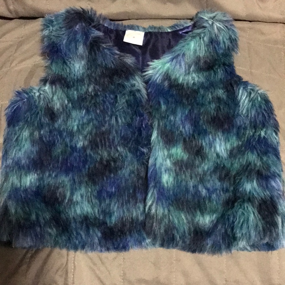 Pony Tails faux Fur Vest sz 14/16 Blue